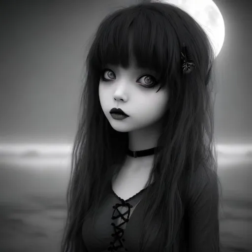 Prompt: creepy dead gothic loli bikini waifu, by tim burton, hdri preset, high resolution hyper detailed charcoal sketch, artistic shading