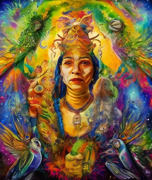 Visionary Art Shaman Having Dmt Trip And Communicati 