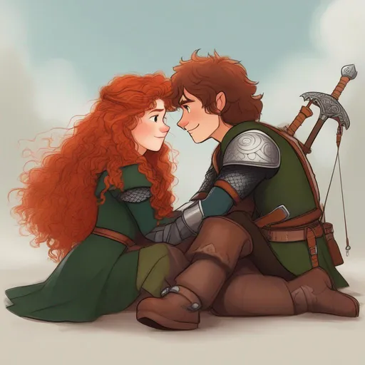 Prompt: hiccup x merida