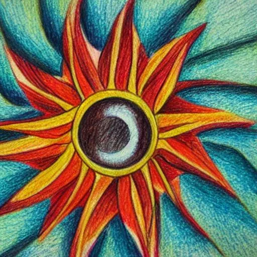 Prompt: Sun , color pencil drawing 