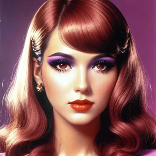 Prompt: a pretty girl , disco era, circa 1978, 70s stylish hair and makeup, facial closeup