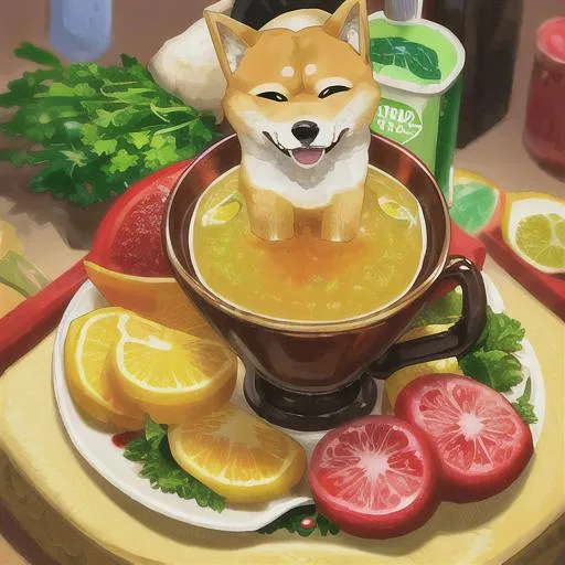 Prompt: doge buying juice