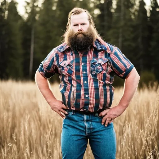 Prompt: Make me the most redneck looking American patriot that you can. I want it to be photograph quality and look like a human. 
