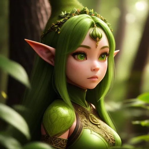 Prompt: {{{digital painting, highly-detailed symmetric perfectly female body cinematic forest enviroment, spotlight,perfect composition, hyperrealistic, super detailed, 8k, high quality, sharp focus,intricate details, highly detailed, dynamic lighting, detailed and intricate environment,}}} {{{{goblin, green skin}}}
  {gnome, short, cute, horns}