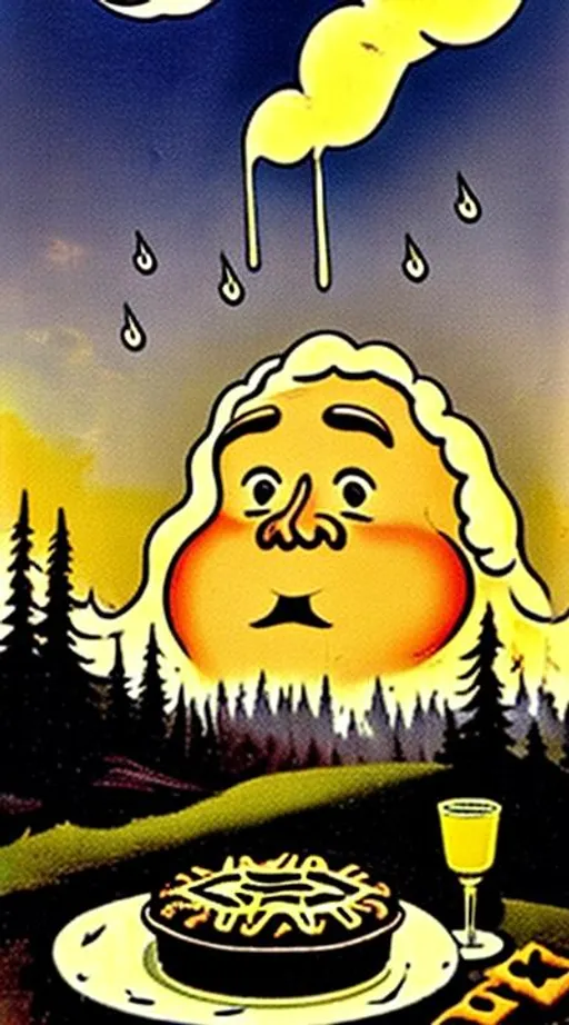 Prompt: When I die the sky will cry for that one last slice of greasy pie