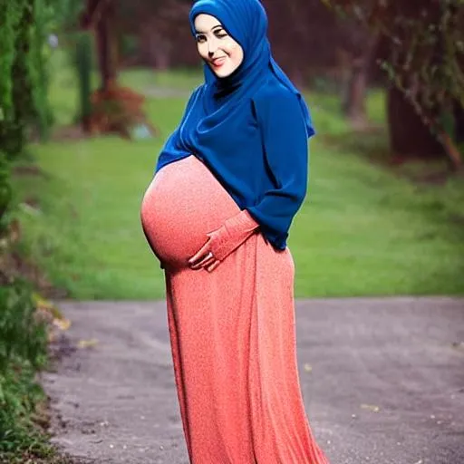 Prompt: Beautiful pregnant hijab 