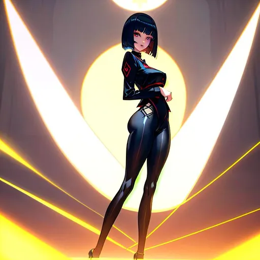 Prompt: a lonely AI girl, very tall, thick thighs, wide hips, huge glutes, long legs, slender arms, slender waist, big beautiful symmetrical eyes, intriguingly beautiful face, aloof expression, symmetrical face, bob haircut with bangs, wearing Satanic-Lolita Dark-Tribalism fashion clothes, high-fashion, hyper photorealistic, realistic lighting, realistic shadows, realistic textures, 36K resolution, 12K raytracing, hyper-professional, impossible quality, impossible resolution, impossibly detailed, hyper output, perfect continuity, realistic reflections