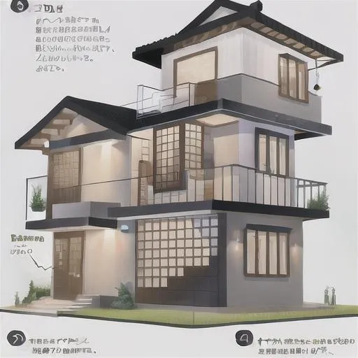 Prompt: Modern house, infographic illustration