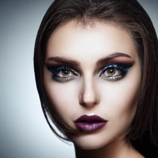 A beautiful woman wearing makeup, dark hair and eyes... | OpenArt