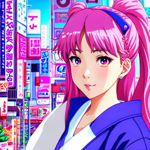 Prompt: vaporwave japan city anime girl egirl