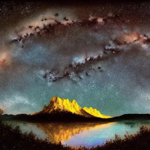 Prompt: portrait of the milky way by bob ross