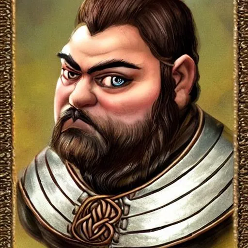 Prompt: A portrait picture of a beardless dwarf from the dungeons and dragons series. He has deep, angry brown eyes, thick dark brown eyelashes and shoulder length black hair. He has a full head of hair and no helmet. He is wearing a rusty chain mail shirt. The picture should be in frame from the shoulders up.