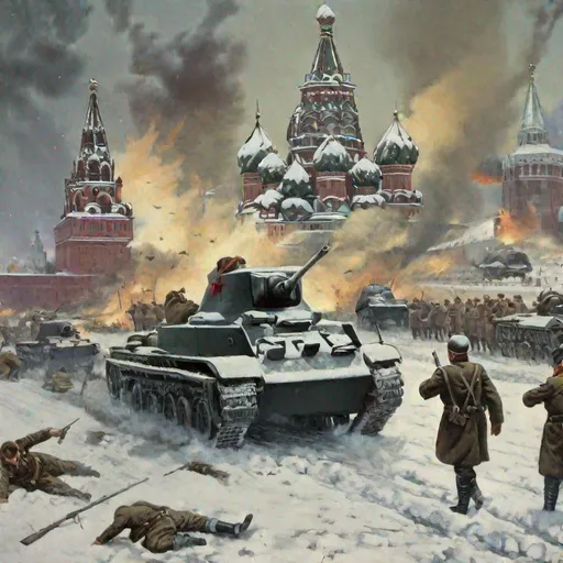 Prompt: The battle of Moscow the Soviet civil war