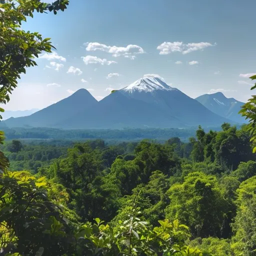 Prompt: a mountain view on a sunny day