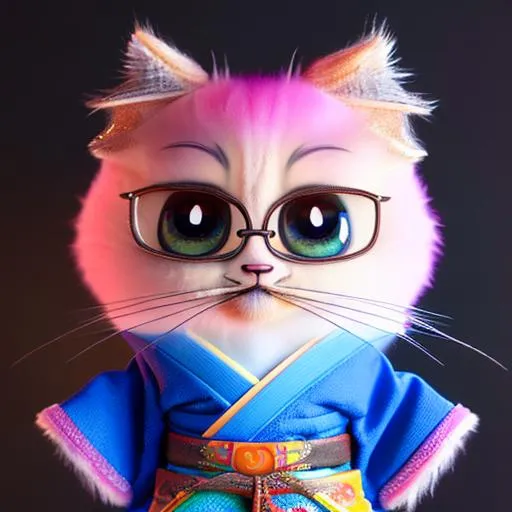 Prompt: detailed modern disney cute fluffy cuddleable samurai kitten wearing a kimono with a katana in the style of  pixar ultra sharp focus, bright colours vibrant soft pastel multi-colour 8k octane render