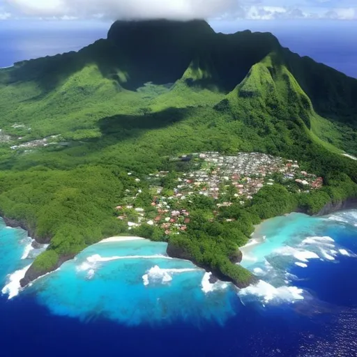 Prompt: Nice image of American Samoa Island with the name of American Samoa in the front