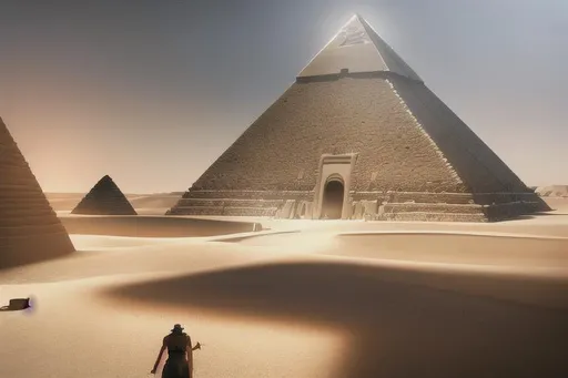 Prompt: People building the Pyramids, Photorealistic, Movie Quality, Film Quality, Hyperrealistic, Intricate Details, Hyperdetailed, Looks real, 64K resolution, #film, depth of field, dynamic lighting, 3D shading, complex, Ancient Egypt, landscape