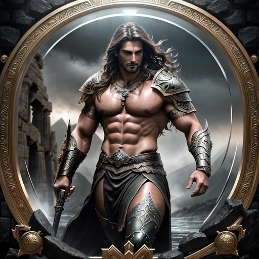 Prompt: Epic, Heroic, fantasy, ominous, cinematic lighting, 3D, HD, [{Rugged handsome}Male as Warrior, Beautiful big {heart-shaped}reflective eyes]::2, {Greek}mythology, mist, expansive ancient Greece background, ultra detailed full body artistic photography, Gorgeous detailed face, shadows, oil on canvas, brush strokes, ultra sharp focus, ominous, matte painting movie poster, golden ratio, epic, intricate, cinematic character render, hyper realistic, 64K --s98500