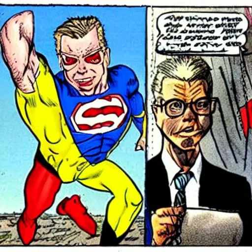 Prompt: Michael Gove drawn by Rob Liefeld as a superhero in 1990