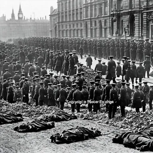 Wartorn london. Gore dead bodies fill the streets, p...
