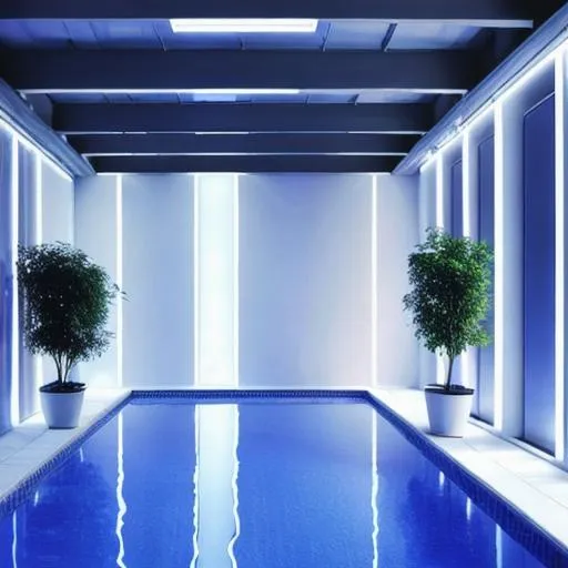 Prompt: <lora:S1-Backroom_Dreamlike-000008:0. 5>, backroom, liminal space, Level-37, Sublimity, inside, water, white tiles, reflection, blue water, blue lighting, pink lighting, plant, water corridor, tree, water pool, (photorealistic), [sharp focus], (HDR), (8k), (gigapixel), (masterpiece)