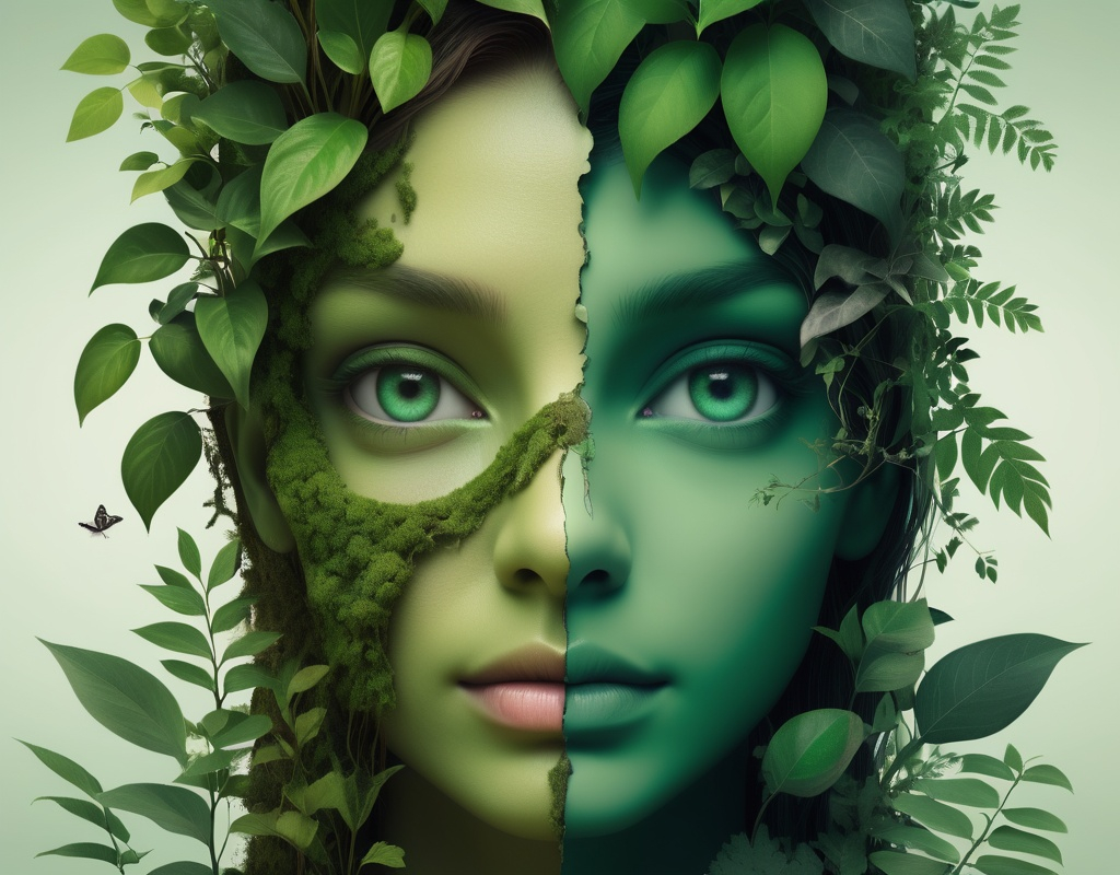 Many shades of green natural foliage versus rotting...