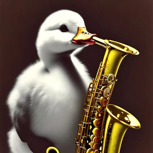 Prompt: Duck playing saxophone