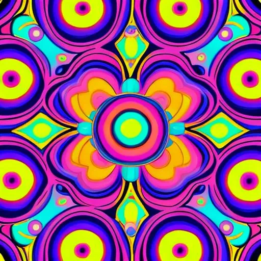 Prompt: Lisa Frank style illustration of trippy pattern background 