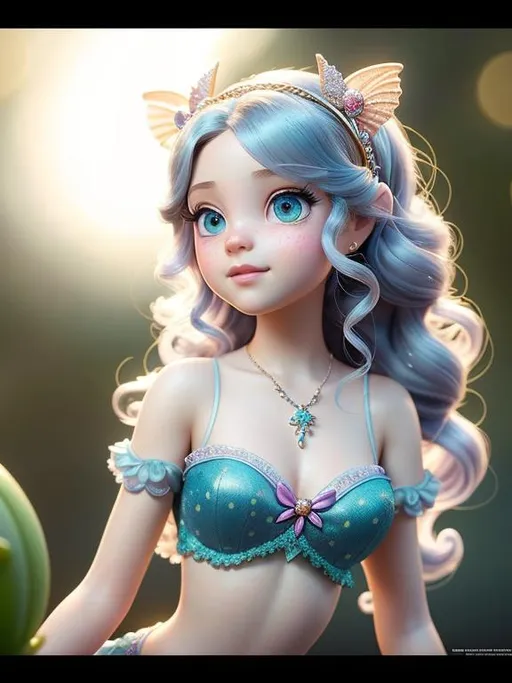 Prompt: Disney Pixar, exquisite new character, cute mermaid, highly detailed, fluffy, intricate details, beautiful big eyes, maximum cuteness, lovely, adorable, beautiful, flawless, masterpiece, soft dramatic moody lighting, radiant love aura, ultra high quality octane render, hypermaximalist, trending on artstation, Anna Dittmann, Tom Blackwell