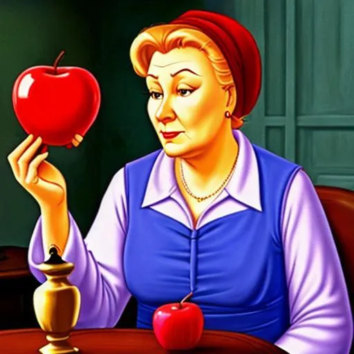 Prompt: The old woman with the poisoned apples