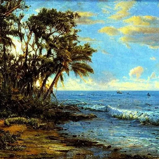 Prompt: Florida, seascape, beautiful artwork by ivan shishkin