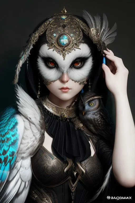 Prompt: photo of a Beautiful anthropomorphic Bird Woman Hybrid, owl woman, 16 k, ultra realistic, Octane render, volumetric lighting, shadow effect, insanely detailed and intricate, photorealistic, highly detailed, artstation by tom Bagshaw, WLOP, by artgerm