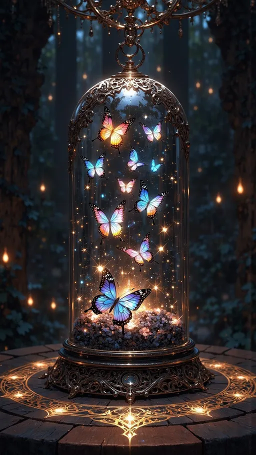 Prompt: ((small magical item)). ((black butterfly case glass jar)). floating dark magic. glowing stars, black butterflies
 
deathly dark shadowy study, ((wide length camera)), long distance , long shot, left side angle, wide depth of field. film grain, film textures. 