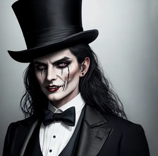 Prompt: Evil, terror, scary, UHD, 8k, high quality, ultra quality, cinematic lighting, special effects, hyper realism, hyper realistic, Very detailed, high detailed face, high detailed eyes, perfect hands, perfect fingers, medieval, fantasy, oil painting, skull face, wearing a top hat, suit