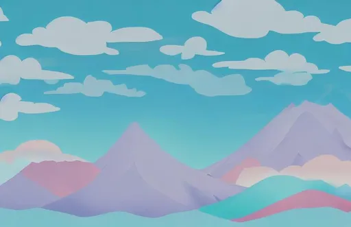 Prompt: a hd pc doodle wallpaper which has sky mountain and soft colors in minimalist style
