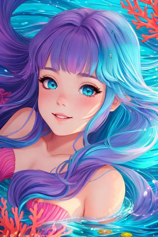 kawaii, cute, mermaid, anime Character Design, Unrea