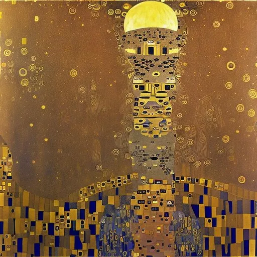 Prompt: Beautifull full moon sky. Symbolisem style. Gustav Klimt