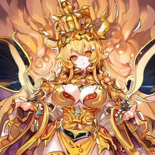 Prompt: hot god of cheese highly detailed  best quality big details and has a crown she is kawaii her eyes are yellow 