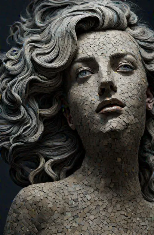 Prompt: Beautiful woman, Basalt mosaic of Aphrodite 