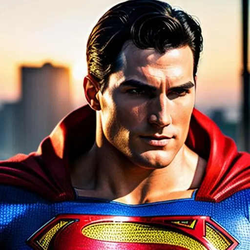 Prompt: Photorealistic Superman, Hyperdetailed, Intricate Detail, Highly detailed face, Detailed Hands, Bright Sun Light, Rear Lit, Deep Colors, Realism, inspired by 1990's Superman, Kriptonian, Mid-30's Superman, Clean Shaven, Body Builder