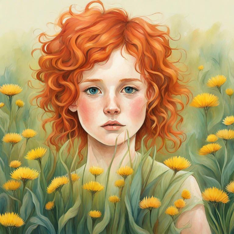 ginger haired girl, wildflowers | OpenArt