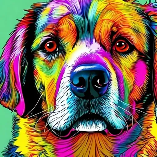 Prompt: 
Colourful dog
