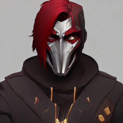 Prompt: Red Hood style mask but black