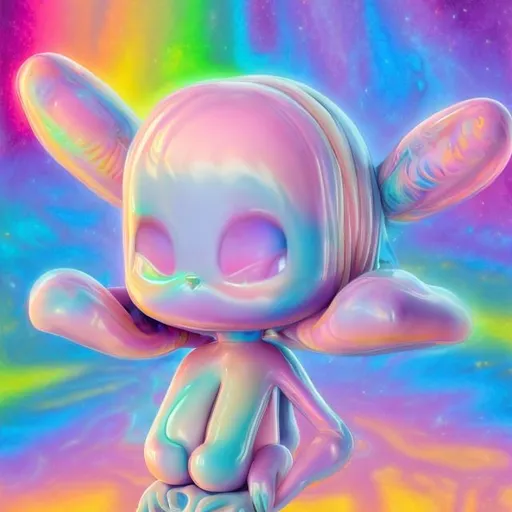 Prompt: Pastel alien doll in the style of Lisa frank