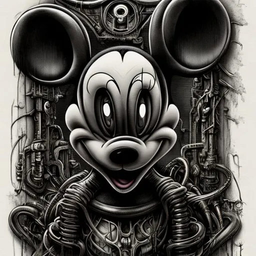 Prompt: giger style mickey mouse
