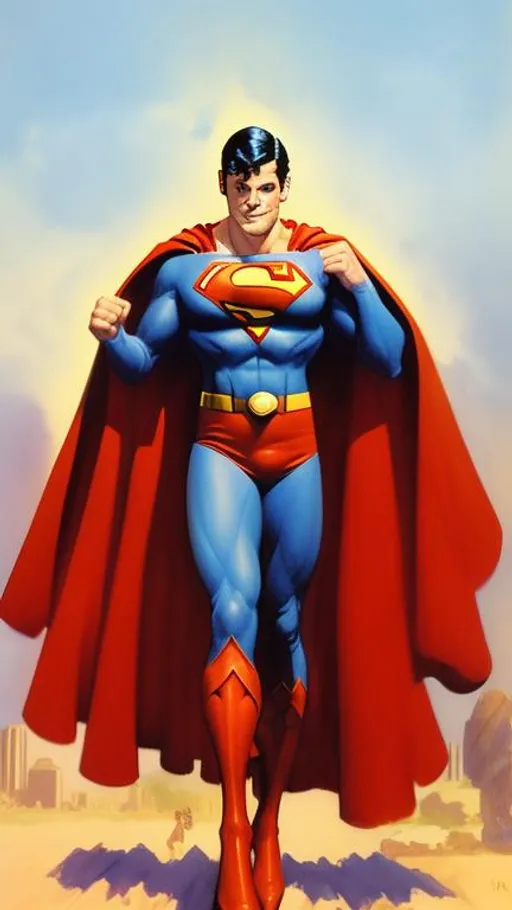 Prompt: Superman by Earl Norem