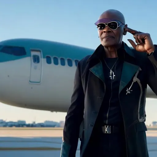 Prompt: nick fury marvel boarding airplane