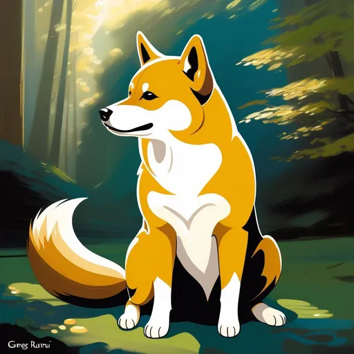 Prompt: Pregnant Shiba Inu, doge, cheems, cartoony style, extremely detailed painting by Greg Rutkowski and by Henry Justice Ford and by Steve Henderson 