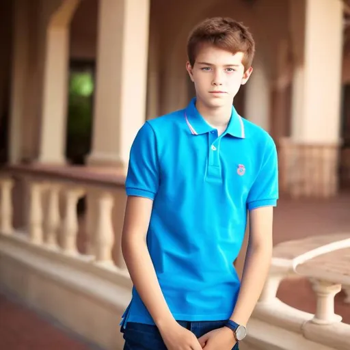 Prompt: 16 years old boy in a polo shirt