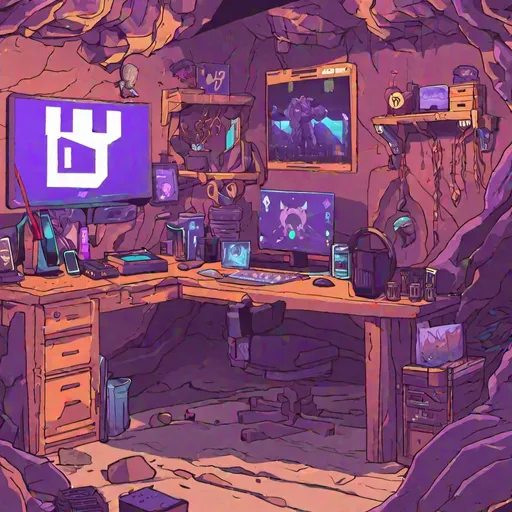 Prompt: twitch streamer cave